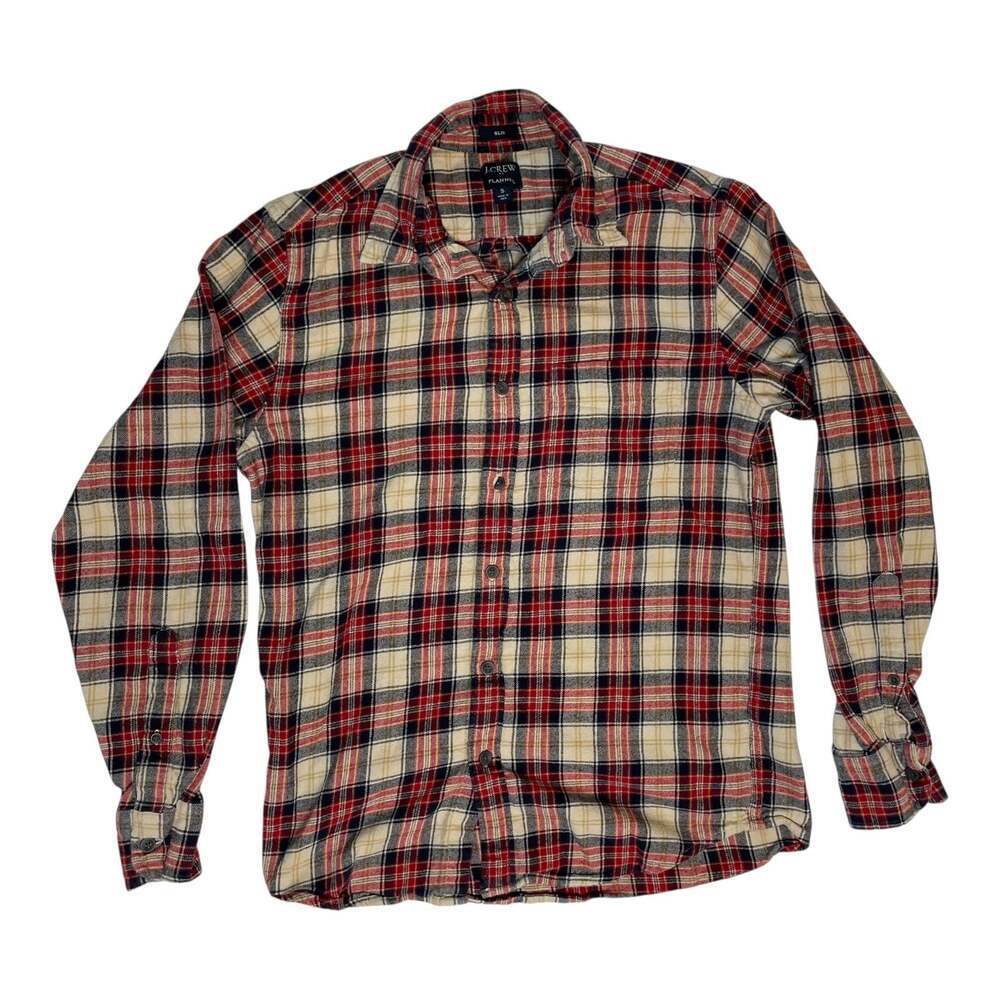 J.Crew Slim Fit Flannel Shirt Men’s Small Red Plaid Button Up